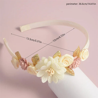 Advanced Handmade Flower Girls Headbands Cute Pearl Feather Wedding Crown Princess Dance Party Headwear Fashion Hoop Accessories