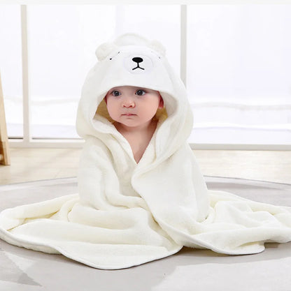 0-3 Years Unisex Baby Bathrobe Flannel Cape Cartoon Boys Girls Hooded Bathrobe Newborn Shower Gift Wrap Swaddling Bath Towel