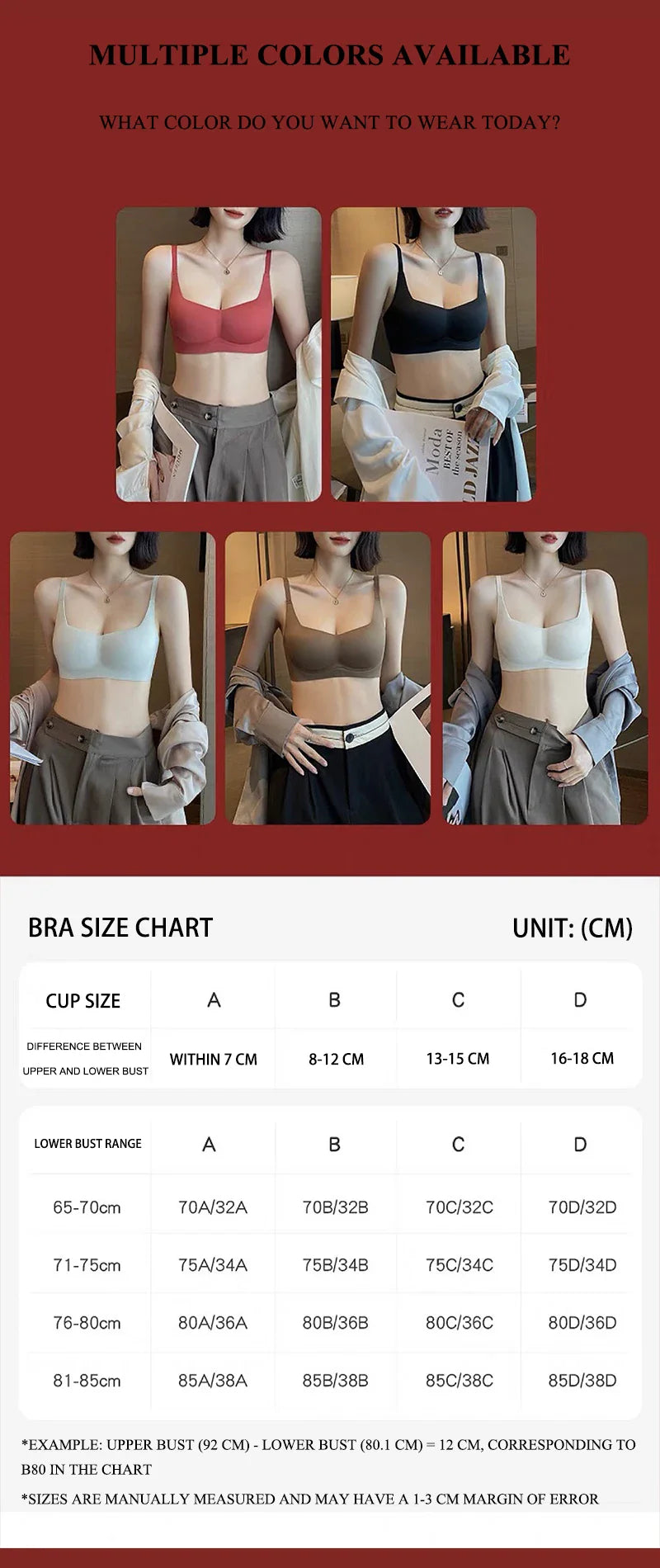 Wireless Push Up Bra for Women Soft Comfortable Anti-Sagging Upper  Support Gathering Lingerie Small Breasts ABC Cup Underwear