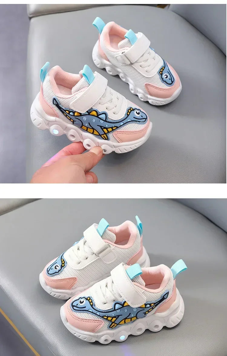 Children Cute Cartoon Boys Casual Sneaker for Children Shoes Girl Mesh Breathable Lighting Shoes Baby Illuminated Shoe