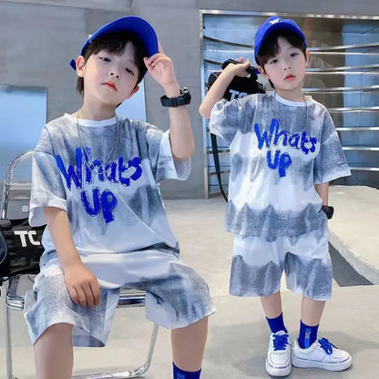 Teenage Boy Set kid clothing Suit Cotton Summer Outing Clothes Top Shorts 2PCS Clothing for Children's