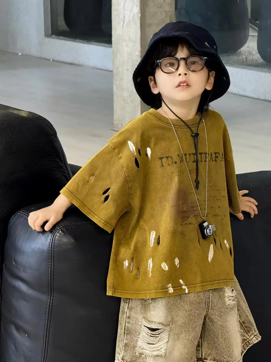 Summer Outfit New Perforated Denim Shorts Children's Clothing