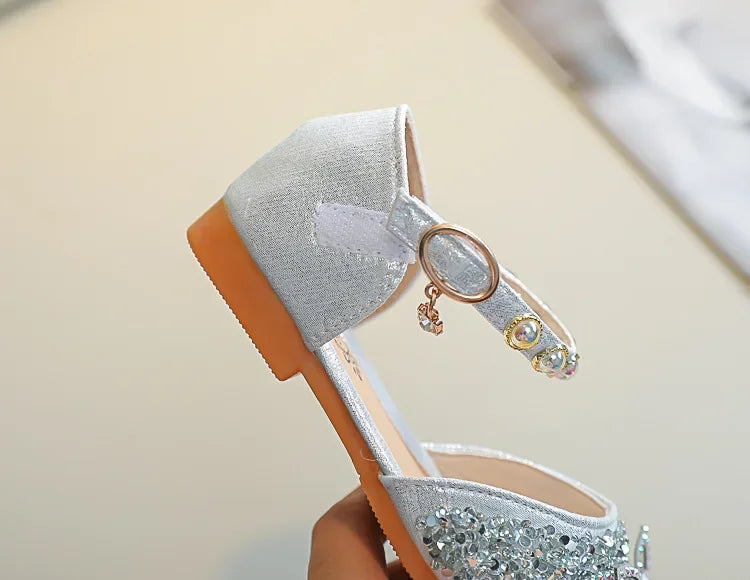New Children Princess Shoes for Girls Bowtie Glitter Children Baby Dance Shoes Bling Bling Party Casual Toddler Girl Sandals