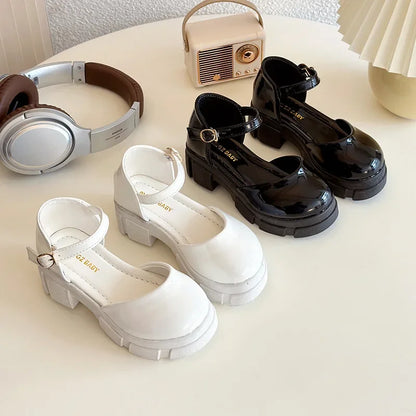 Children Leather Shoes for Girls New Fashion French Style Soft Anti-slippery Versatilel Chic Princess Mary Jane Shoe