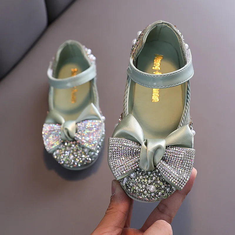 Kids Girls Sandals Fashion Sequins Rhinestone Bow Girls Princess Baby Girl Shoes Children Flat Sandals Size 21-36