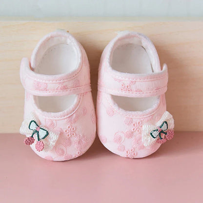 Baby Girl Cute Flats Non-slip Soft Soles Butterfly/Cherry Mary Jane Shoes Casual Walking Shoes for Newborn Toddler