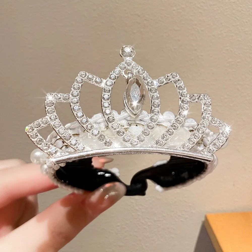 Children's New Year Crown Pearl Crystal Chinese Hair Claw Rhinestone for Princess Dress