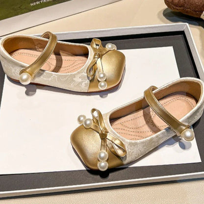 Fashion Girls' Shoes  Spring New Kids Leather Shoe Simple Versatile Girls Princess Shoes Anti Slip Child Flat Casual Shoe