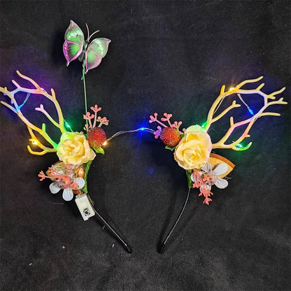 Christmas LED Light Antler Headband Cute  Christmas Party Atmosphere Decoration