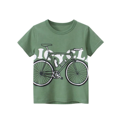 Jumping Meters Hot Selling Boys Girls Summer Baby T Shirts Short Sleeve Cartoon Cars  Toddler Tees Tops Boys Girls Clothing