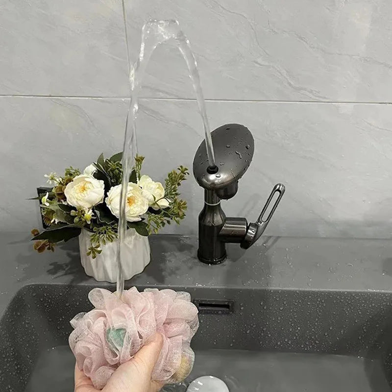 Multi Functional Waterfall Basin Faucet 4 Modes Stream Sprayer 360° Rotation Hot Cold Water Sink Mixer Stainless Steel  Wash Tap