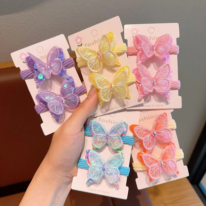Girls Hair Rope Sequins Butterfly Elastic Hair Bands Candy Colors Scrunchies Ponytail Holder Rubber Bands