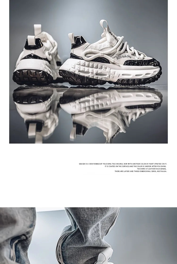 New Thick Soled Height Increasing Men's Casual Shoes 2025 Spring Color Blocked Comfortable Fashion Trend Low Cut Chunky sneakers