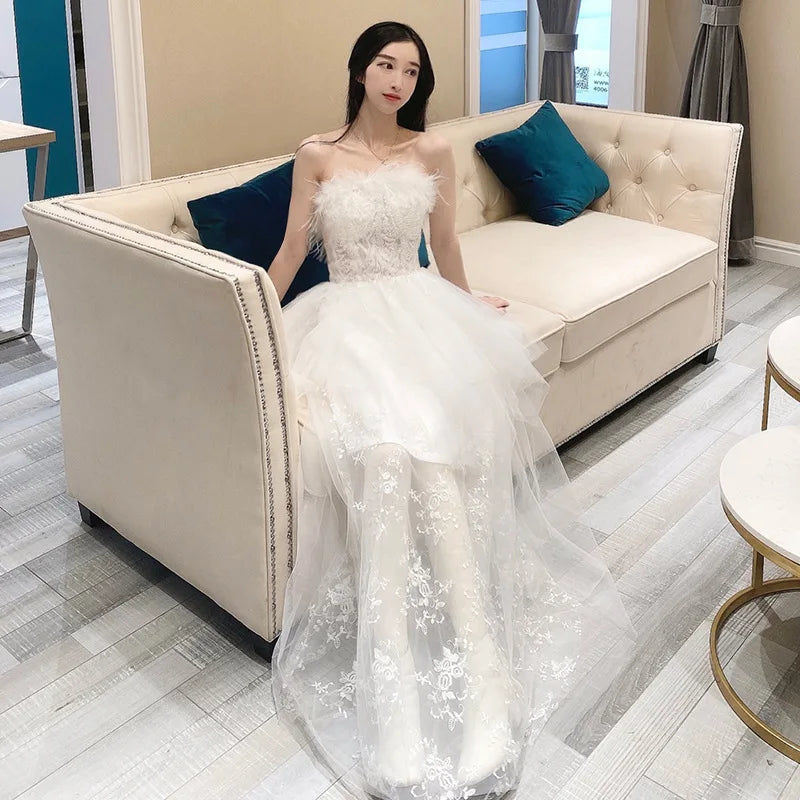 2025 Singing host Party Dresses Woman White Black Dresses for Women Evening Festive Special Occasions Luxurious Gala Dress