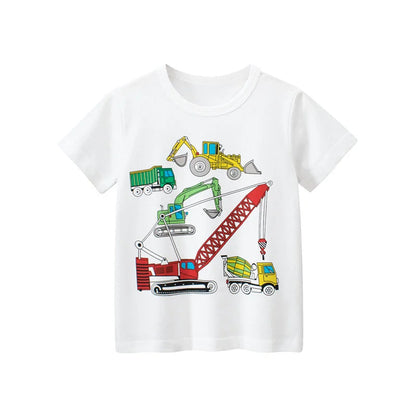 Jumping Meters Hot Selling Boys Girls Summer Baby T Shirts Short Sleeve Cartoon Cars  Toddler Tees Tops Boys Girls Clothing