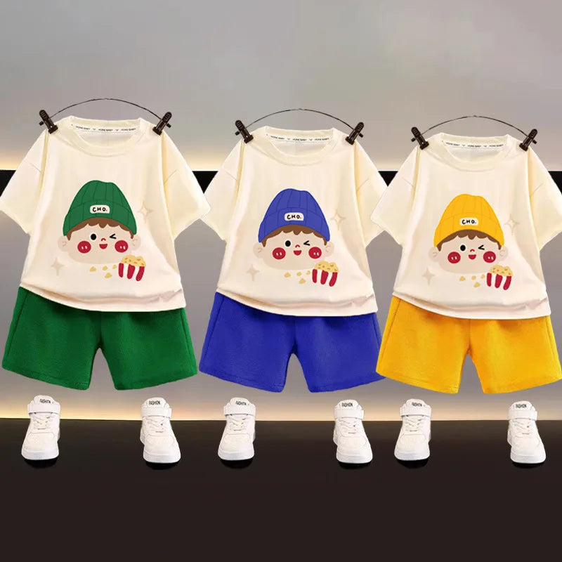Fashion Spotrs Clothing Sets For Children Tracksuit Short Sleeve T-shirts + Shorts 2pcs Suit Kids Baby Clothes Toddler Costume