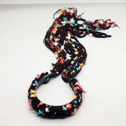 Chinese Tibetan Retro Faux Fur Meilard Colorful Long Tassel Ribbon Braid Hairband