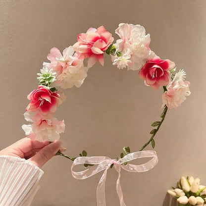 Bohemia Style Bride Garland Simulation Flower Hair Ornaments Simulation Wreath Thai Adjustable Seaside Vacation Headdress Party