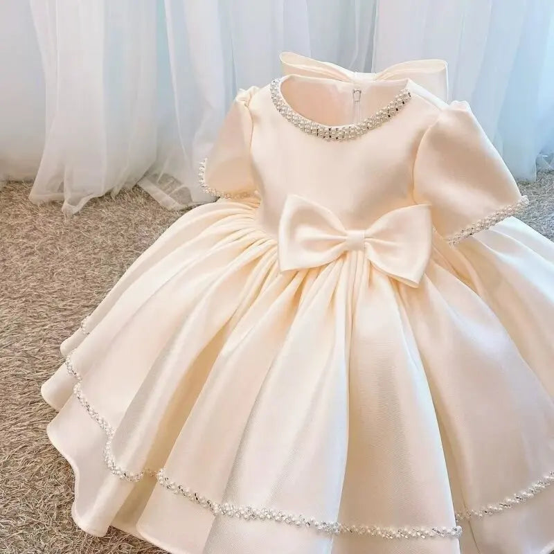 Wedding Bow Girl Dress Suitable for Girls  Dresses V-neck Long sheer Party Costume Carnival Costume