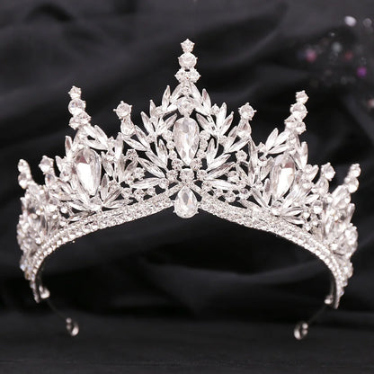 Luxury Big Water Drop Crystal Opal Tiara For Women Girls Wedding Bridal Birthday Party Crown Hair Dress Accessory