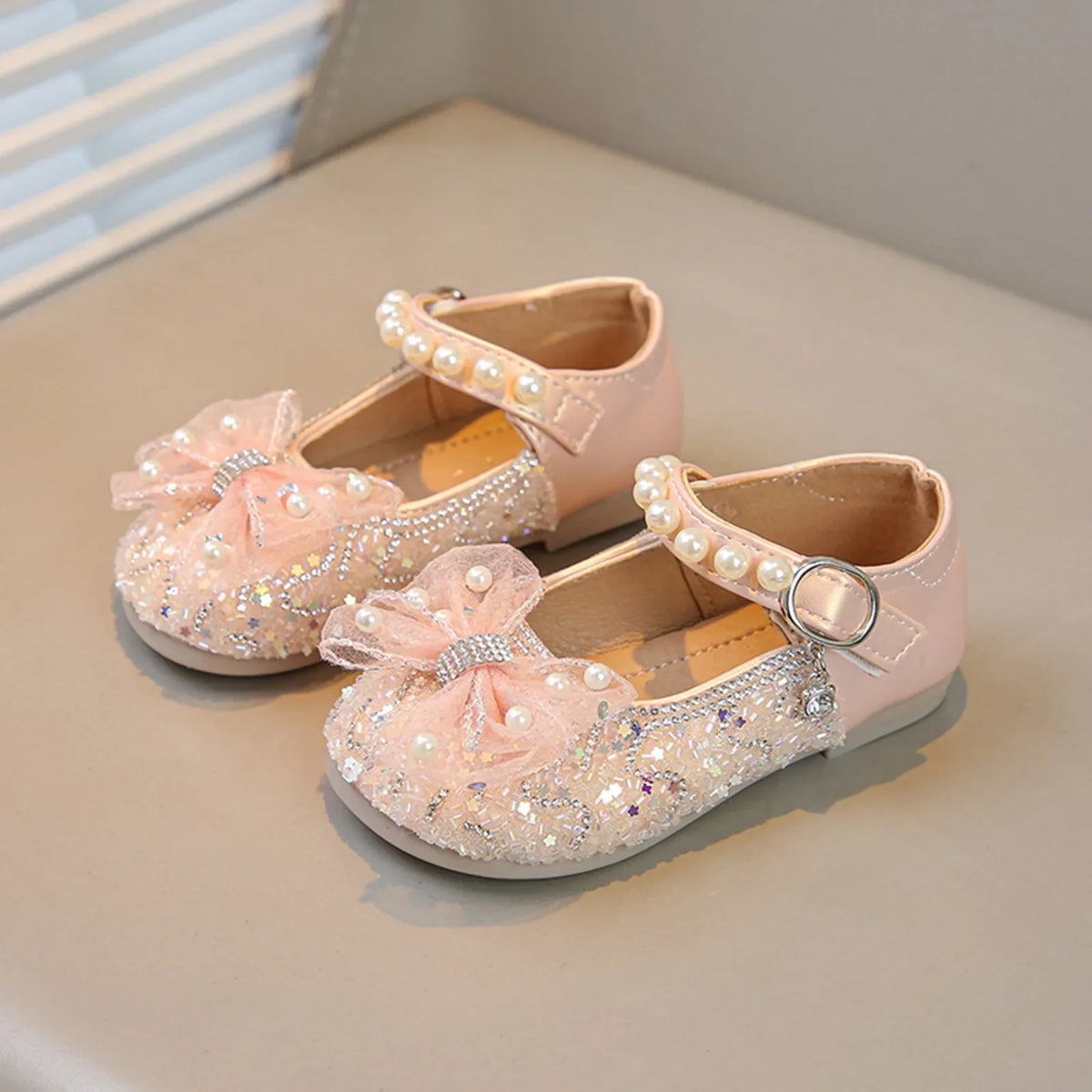 Big Girls Slides Girls Sandals Closed Toe Heels Wedding Party Shoes Sequins Bow For Toddler