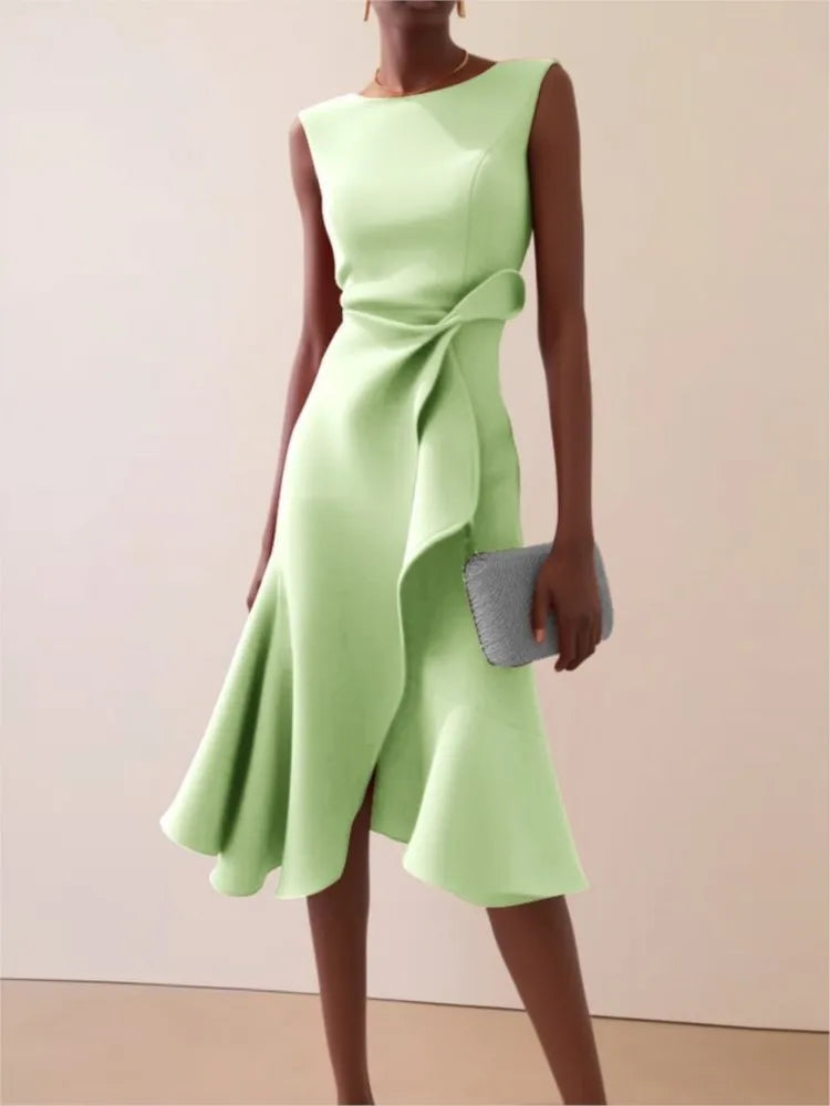 Elegant Women's Evening Dress Autumn Winter Temperament Fashionable Clothing Sleeveless High Waist Personalized Long Dresses