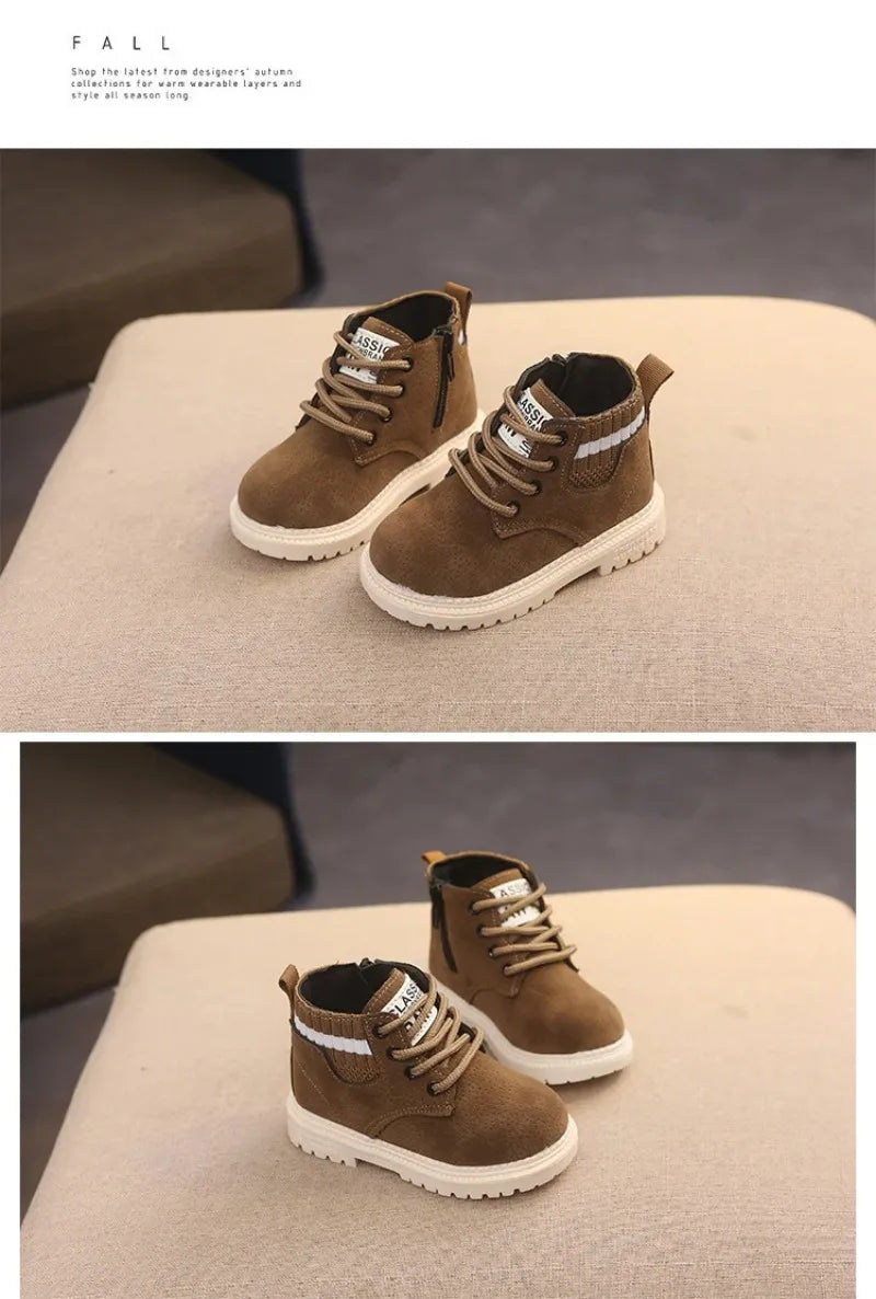 Material Plush Kids Winter Boots Cotton Fabric Spring Autumn Children Shoes Baby Toddler Boys Girls Boots