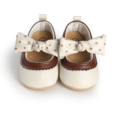 Lioraitiin Toddler Baby Girls Princess Shoes Soft Bow Non-slip Bottom First Walker Shoes Shoes