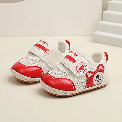 Baby Sneakers Soft Breathable Shoes Spring Summer Infant First Walkers Newborn Outwear Shoes Baby Boy Girl Cute Shoes Khaki, Red