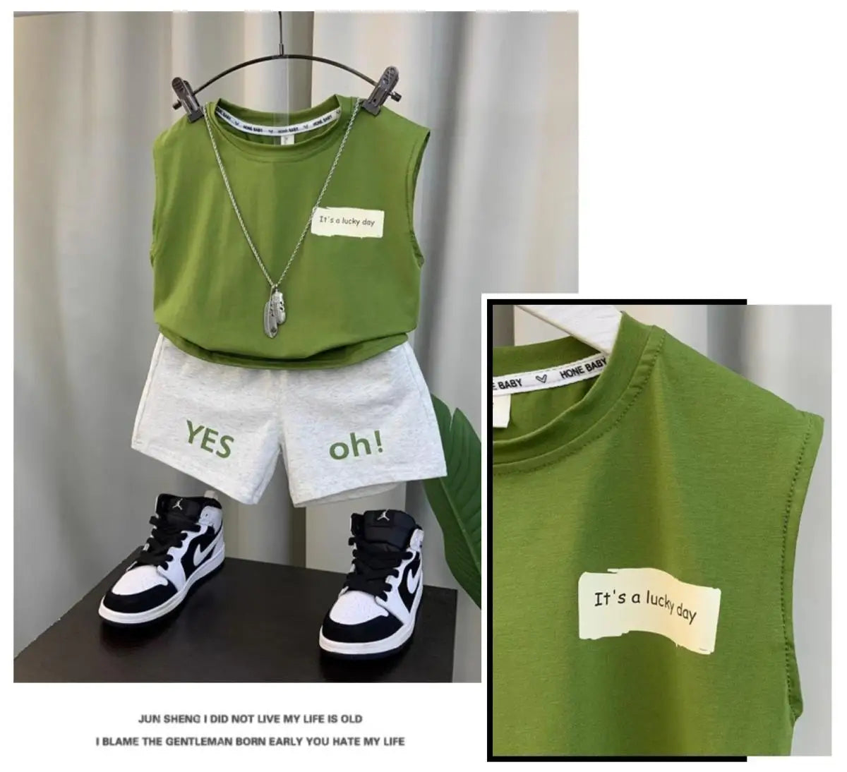 New Boys Baby Girl Summer Vest Set Summer Sleeveless Fashion Boys' and Children's Handsome Two Piece Set