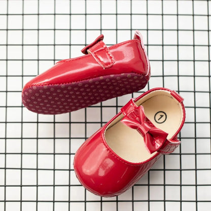 Baby Girls Shoes Bowknot Princess Dress Shoes PU Anti-slip Soft Sole Infant First Walkers Newborn Crib Baby Shoes