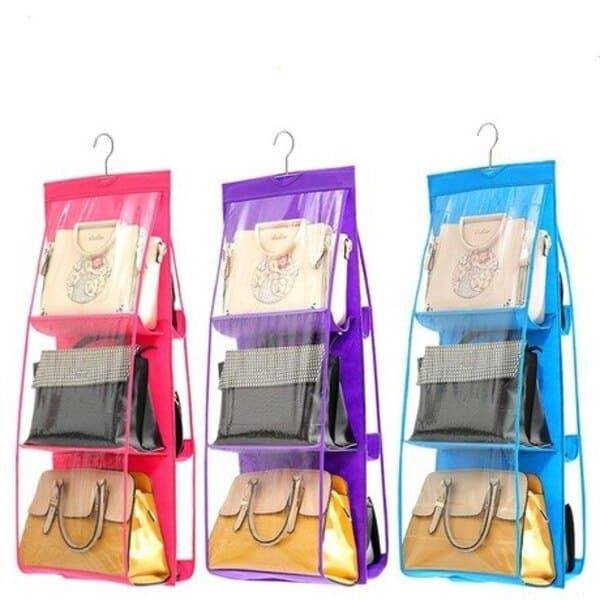 6 pocket dust-proof transparent hanging handbag organizer (Available)