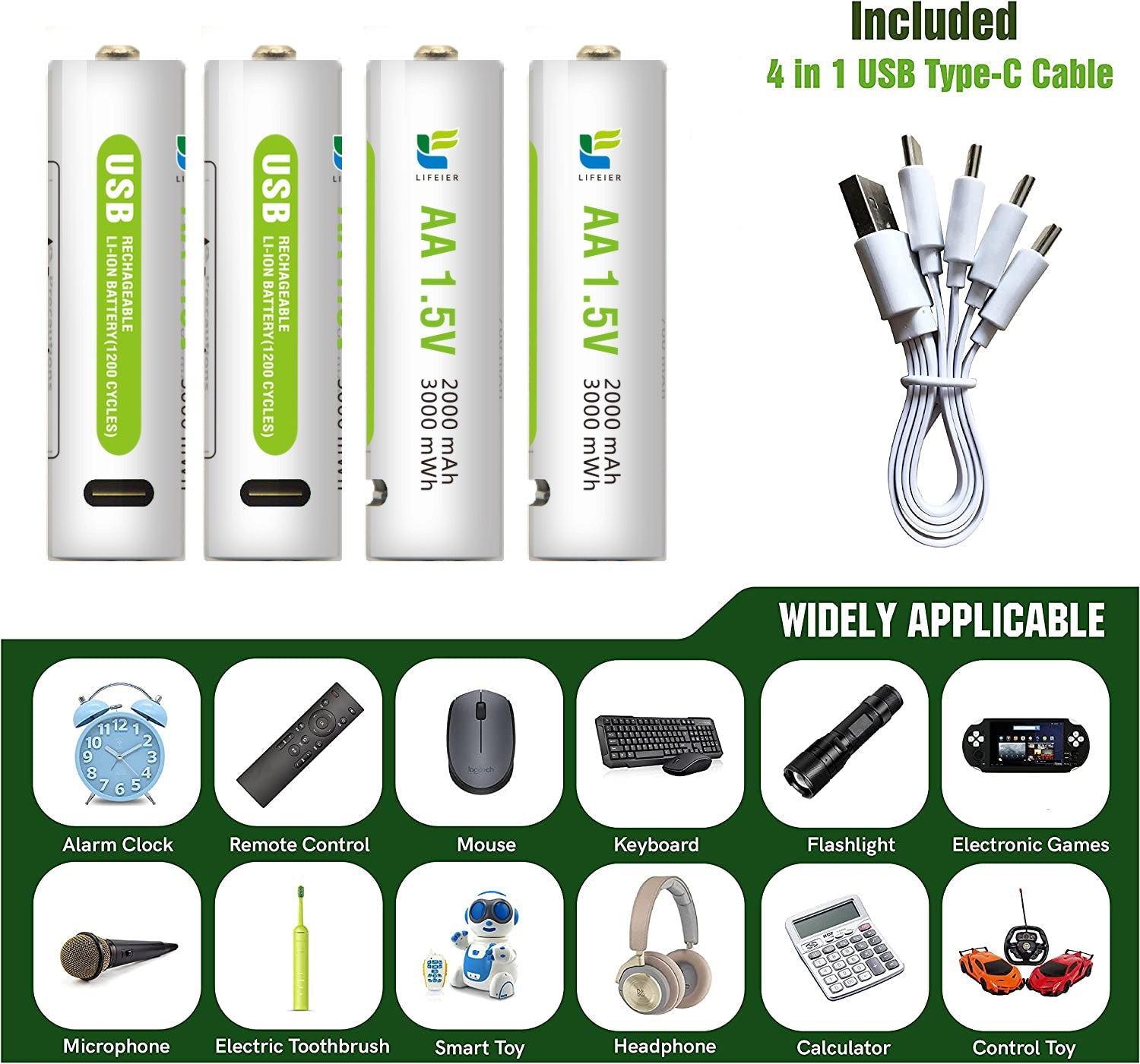 USB Rechargeable Battery For Toys & Home Appliance (Available)