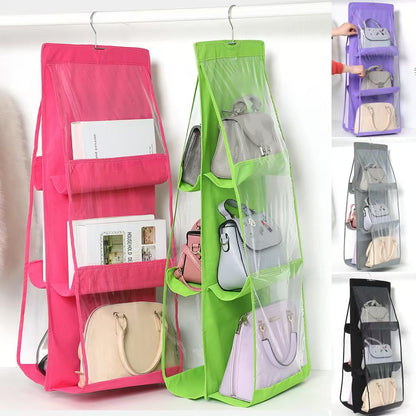 6 pocket dust-proof transparent hanging handbag organizer (Available)