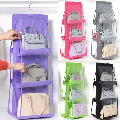 6 pocket dust-proof transparent hanging handbag organizer (Available)