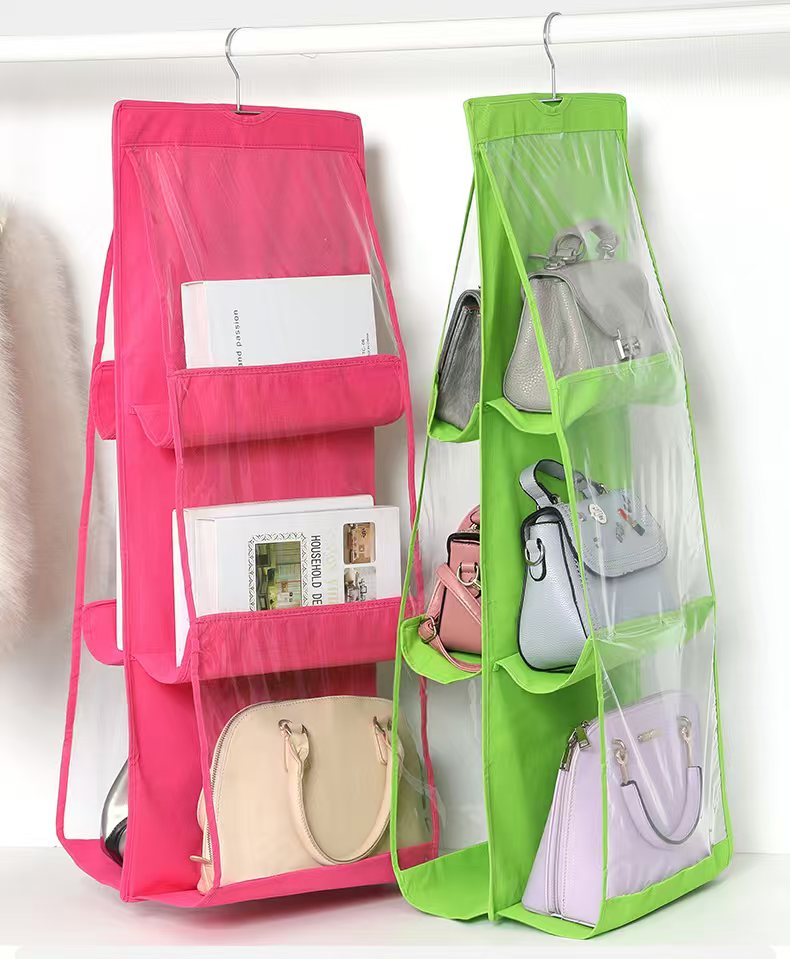 6 pocket dust-proof transparent hanging handbag organizer (Available)