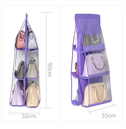 6 pocket dust-proof transparent hanging handbag organizer (Available)