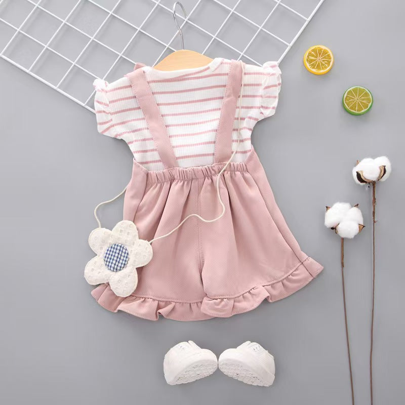 Girls summer clothes set Bangladesh 2PCS top and shorts kids fashion outfit breathable summer wear