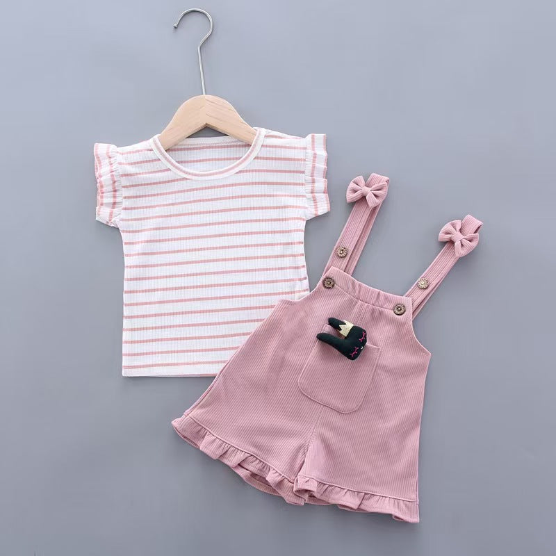 BibiCola Summer Girl Clothes Set Children Fashion Tops+Shorts 2PCS Tracksuit For Girls Kids Birthdys Clothing Suit Outfits (Available)