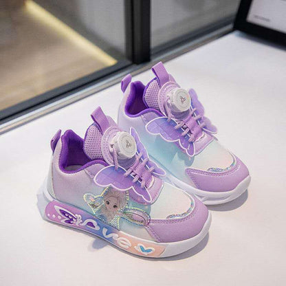 New Princess Elsa Shoes with Leather Surface, Super Soft Waterproof Children's Sports Shoes