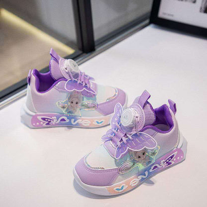 New Princess Elsa Shoes with Leather Surface, Super Soft Waterproof Children's Sports Shoes