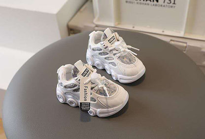 Sneakers Kids Fashion LED Light Shoes Letter Webbing Mesh  Boys Shoes