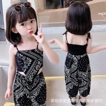 Girls Clothes Set Summer Suspender Vest + Trousers Pants 2 PCS Children Clothing for Girl Teen Kids Girls Clothes (Available)