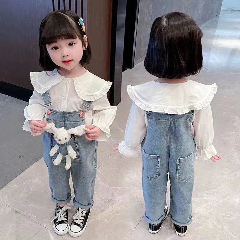 3 PCS Girl Clothing Sets Baby Girl Cartoon Pullover Hoody(Tops+ Jeans+ Doll)Set