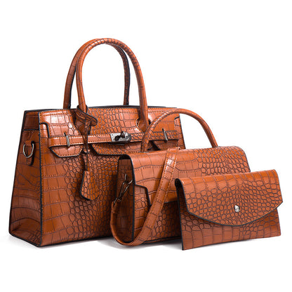 Luxury Designer catalog Enquire about stylish three-piece women's handbag Crocodile patent leather women's handbag