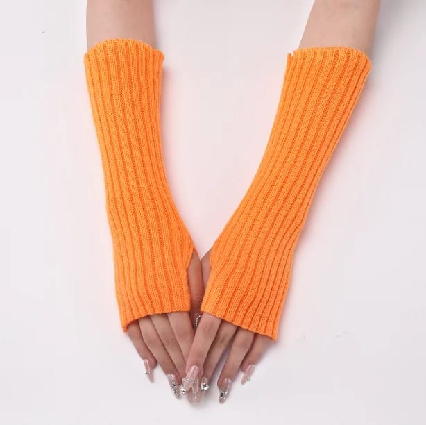 Winter Mitten Arm Warmers Knit Crochet Long Sleeve Fingerless Mittens Half Finger Acrylic Mittens   (Available)