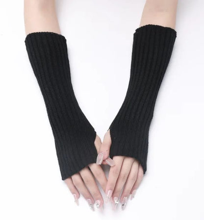 Winter Mitten Arm Warmers Knit Crochet Long Sleeve Fingerless Mittens Half Finger Acrylic Mittens   (Available)