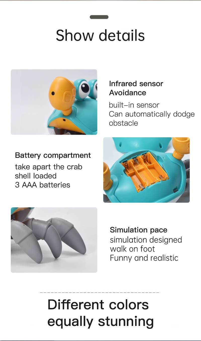 New Design Crawling Crab Baby Toy with Music and Led Light Up Walking Crab Toy for Baby (Available)