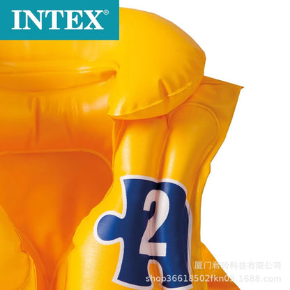 Kids Yellow PVC Inflatable Swim Vest Life Jacket and Float for Water Sports