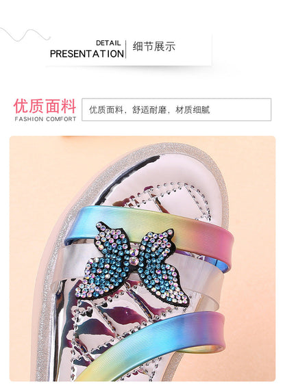 Rhinestone girls sandals colorful rainbow (Available)